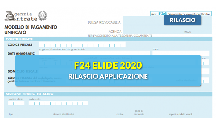 F24 ELIDE 2020: rilascio applicazione